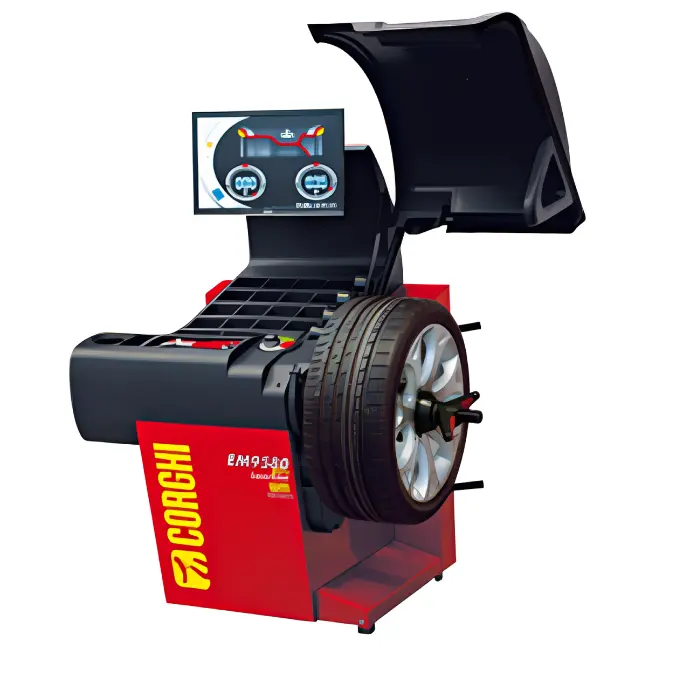 Máy cân bằng lốp xe con, màn hình LCD (Gồm cảm biến độ rộng - màu đỏ)