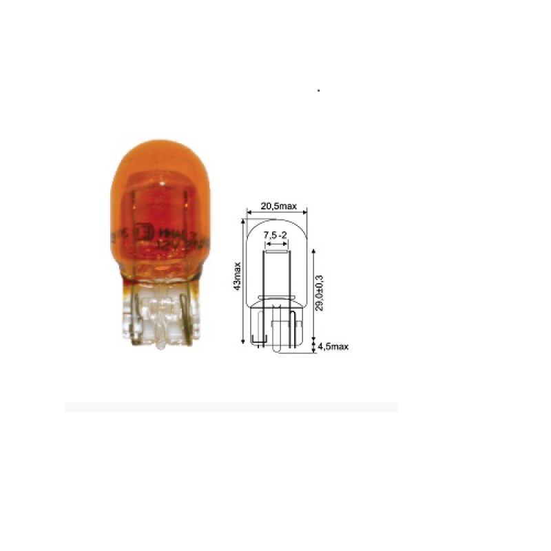 Bóng đèn xi nhan vàng WY21W 12V, 1 tóc (giắc cắm)
