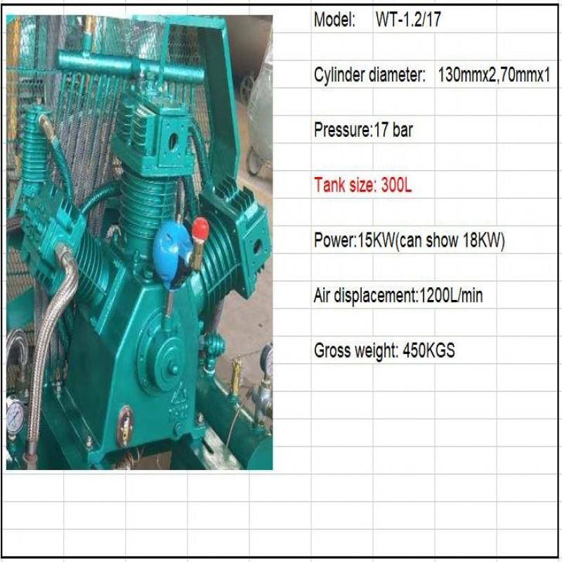 Máy nén khí piston 20HP, 3 pha, bình tích 300 lít