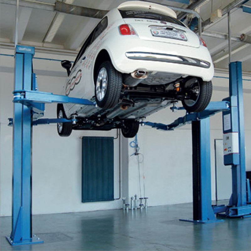 Cầu nâng 2 trụ thủy lực có cổng 5 tấn, tay gập (3 pha,màu xám)