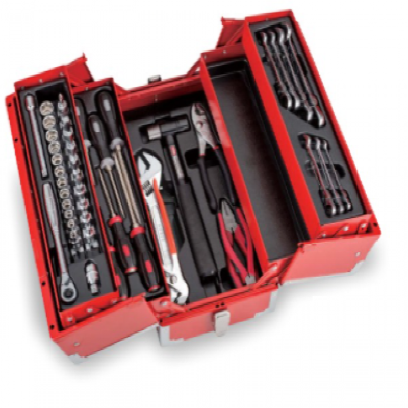 Thùng đồ nghề 6 ngăn, 54 chi tiết, màu đỏ