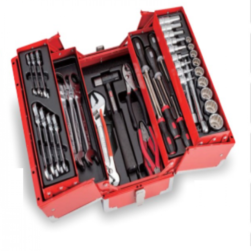 Thùng đồ nghề 6 ngăn, 52 chi tiết, màu đỏ