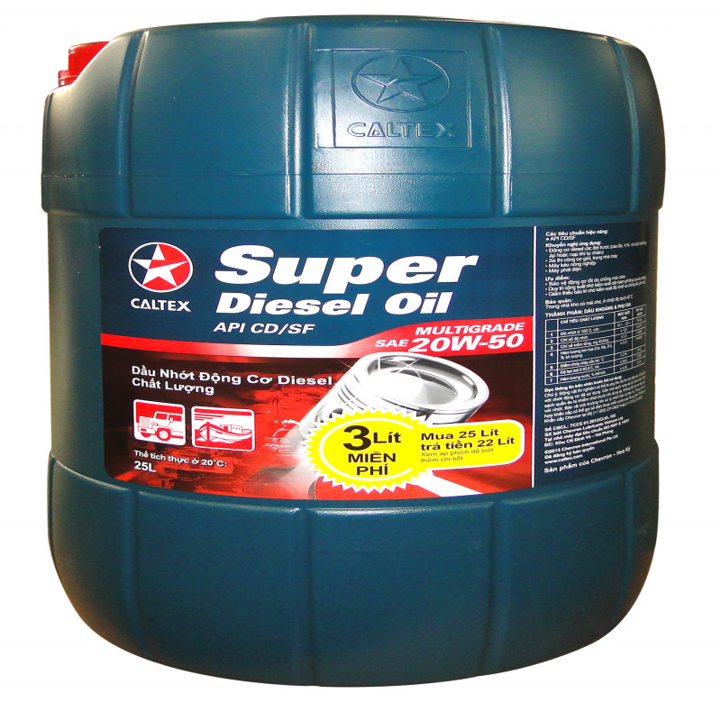 Dầu động cơ ô tô Super Diesel Oil Multigrade SAE 20W50, 25 Lít (Diesel)