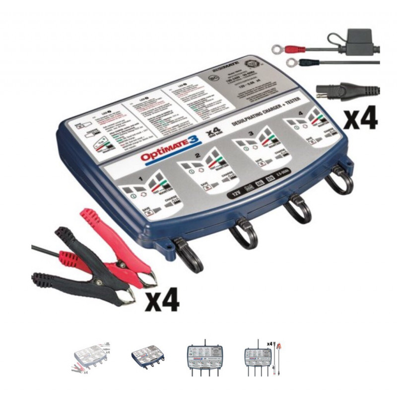 Thiết bị nạp ắc quy xe máy 4 cặp sạc 12V/0.8A