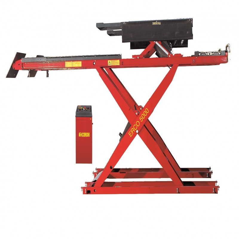 Cầu nâng cắt kéo kiểm tra góc đặt bánh xe 5 Tấn, Lắp chìm, 3 pha, màu đỏ (chưa bao gồm đĩa lái và bộ phụ kiện)