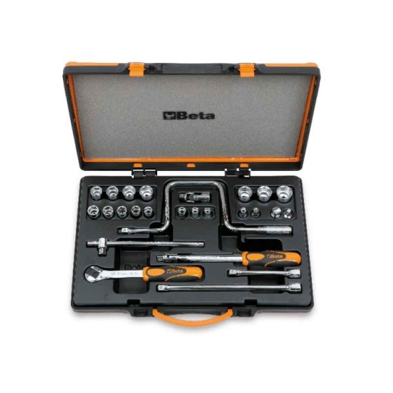 Bộ khẩu ngắn 3/8", 26 chi tiết (17 khẩu 6 - 22 mm và 9 phụ kiện)