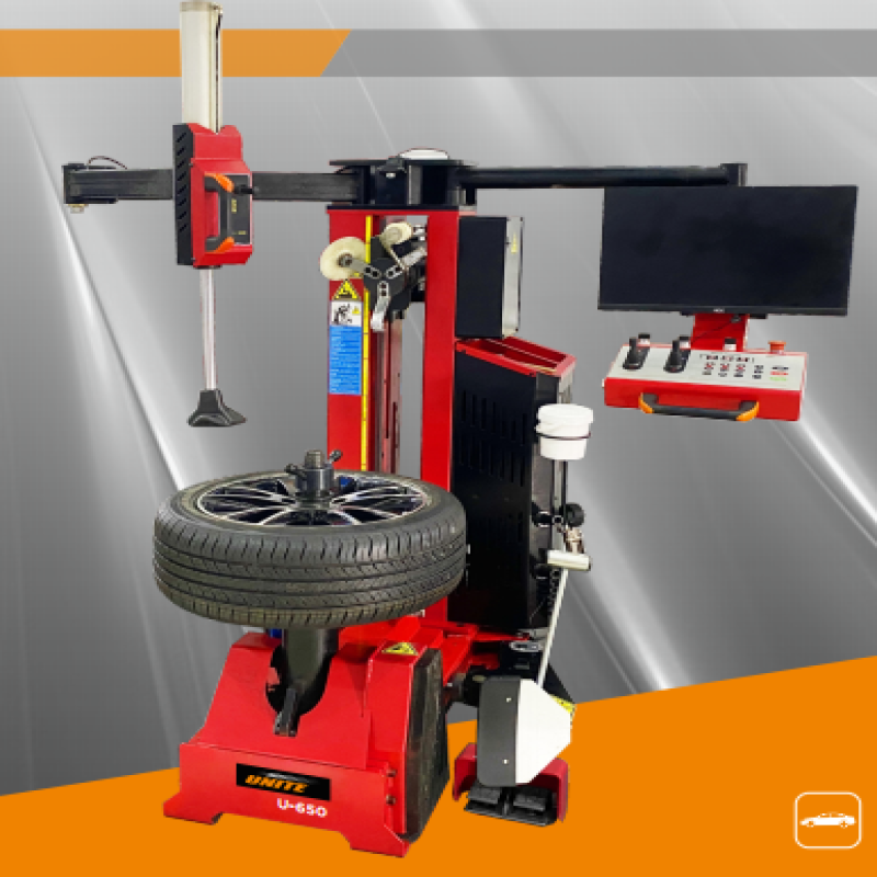 Máy ra vào lốp xe con tự động không sử dụng lơ via (màu đỏ RAL3002)