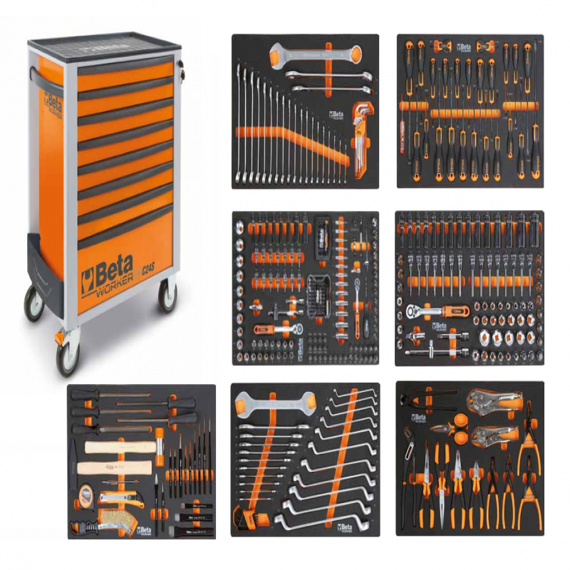 Tủ dụng cụ 8 ngăn, 398 chi tiết (màu cam )