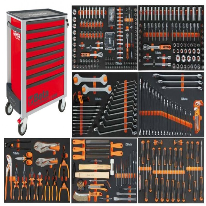 Tủ dụng cụ 8 ngăn, 398 chi tiết (màu đỏ)