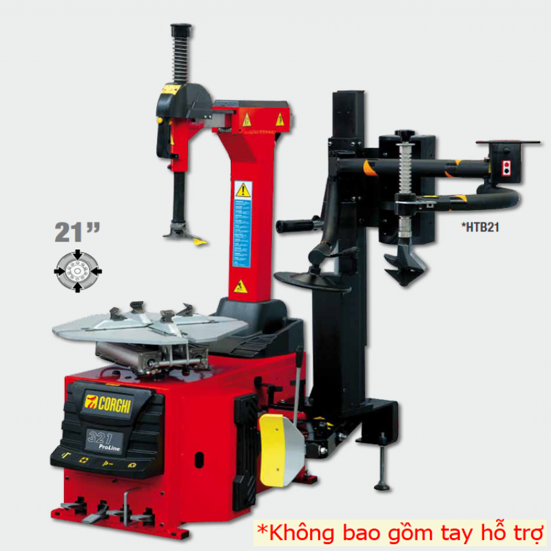 Máy ra vào lốp xe con, khóa khí mỏ vịt (1 pha, màu đỏ RAL 3002, có súng bơm lốp)