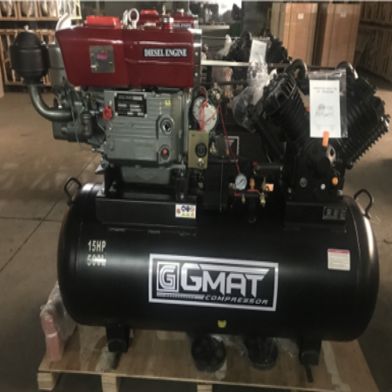 Máy nén khí piston 15HP, bình tích 500 lít (động cơ dầu)