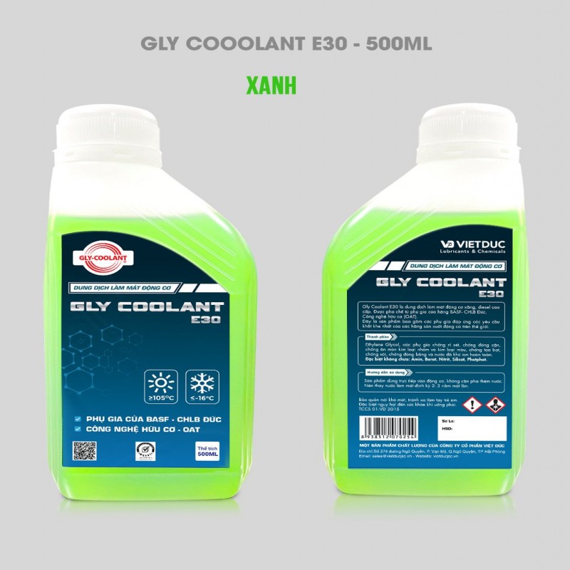 Nước làm mát động cơ Gly Coolant E30 xanh/Thùng 20x500ml