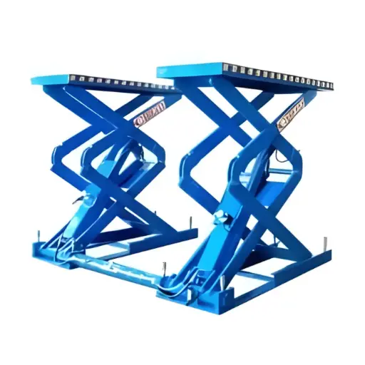 [CLEO-SL-530SA:01] Cầu nâng cắt kéo nâng bụng 3.3 Tấn, Lắp chìm, Có tay nâng xe SUV (3 Pha, màu xanh)