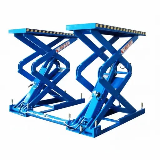 [CLEO-SL-530S-MI:01] Cầu nâng cắt kéo nâng bụng 3 Tấn, Lắp chìm, Kiểu mô tơ trong (3 Pha, màu xanh)