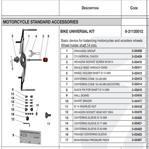 [COGI-8-21120012] Bộ kit gá cho lazang - Phụ kiện dùng cho máy cân bằng lốp