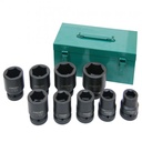 Bộ khẩu ngắn cho súng vặn ốc 1", 9 chi tiết (1" - 2")