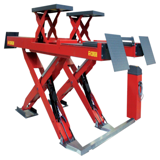 [COGI-ERCOX4300CTLT:04] Cầu nâng cắt kéo kiểm tra góc đặt bánh xe 4,3 Tấn, Lắp chìm, có bàn nâng phụ, 3 pha, màu đỏ (bao gồm đĩa lái Italy và bộ phụ kiện)