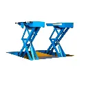 Cầu nâng cắt kéo nâng bụng 3.5 Tấn, lắp chìm, có tay nâng (3 pha, màu xanh)