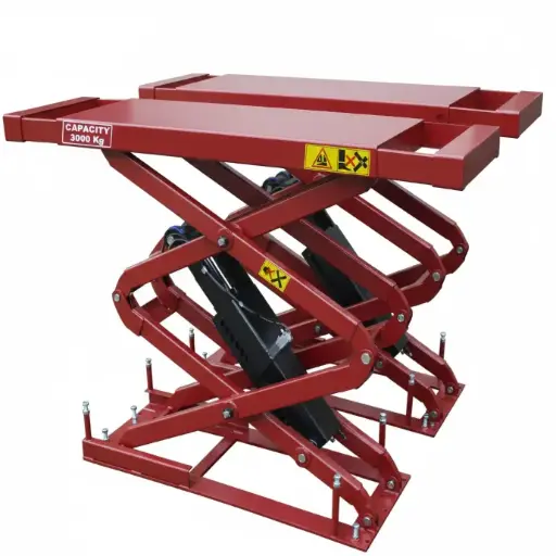 [GC-GC-30SB:10] Cầu nâng cắt kéo nâng bụng 3 tấn, lắp chìm (3 pha, Màu đỏ RAL 3001).