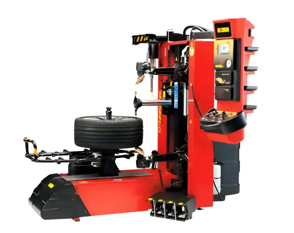 Máy ra vào lốp xe con điều khiển tự động và kiểm tra cảm biến áp suất lốp (1 pha, màu đỏ RAL 3002)