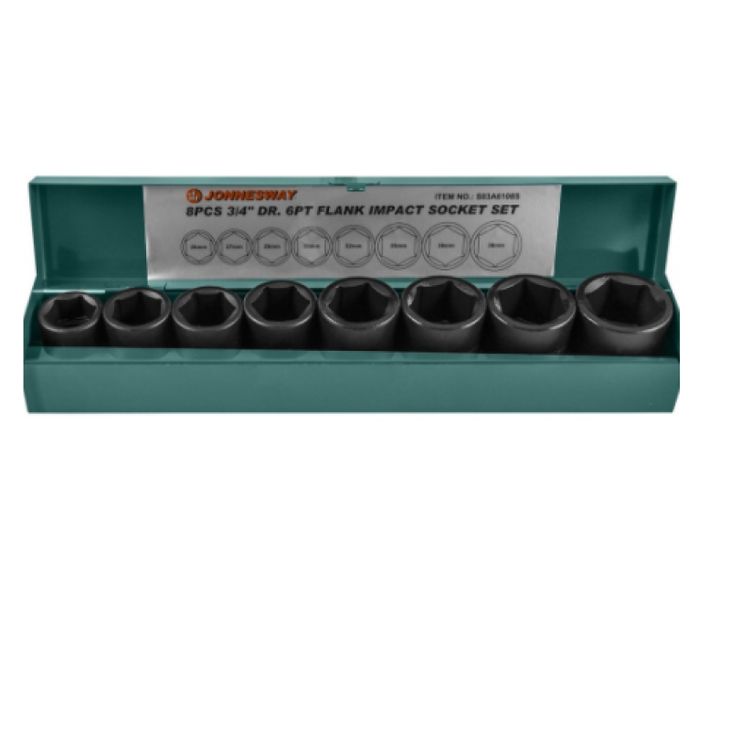 Bộ khẩu súng vặn ốc 3/4" hệ mét 8 chi tiết (khẩu ngắn), Model: S03A6108S