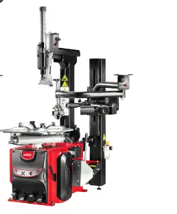 Máy ra vào lốp xe con tự động không sử dụng lơ via, bao gồm tay hỗ trợ và trục chính có thể điều chỉnh, màu ghi RAL7016)