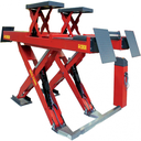 Cầu nâng cắt kéo kiểm tra góc đặt bánh xe 5 tấn, lắp nổi, có bàn nâng phụ, 3 pha, màu đỏ (bao gồm đĩa lái Italy và bộ phụ kiện)