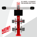 Thiết bị kiểm tra góc đặt bánh xe công nghệ 3D 2 camera cố định, bao gồm bộ kẹp vành, màu đỏ